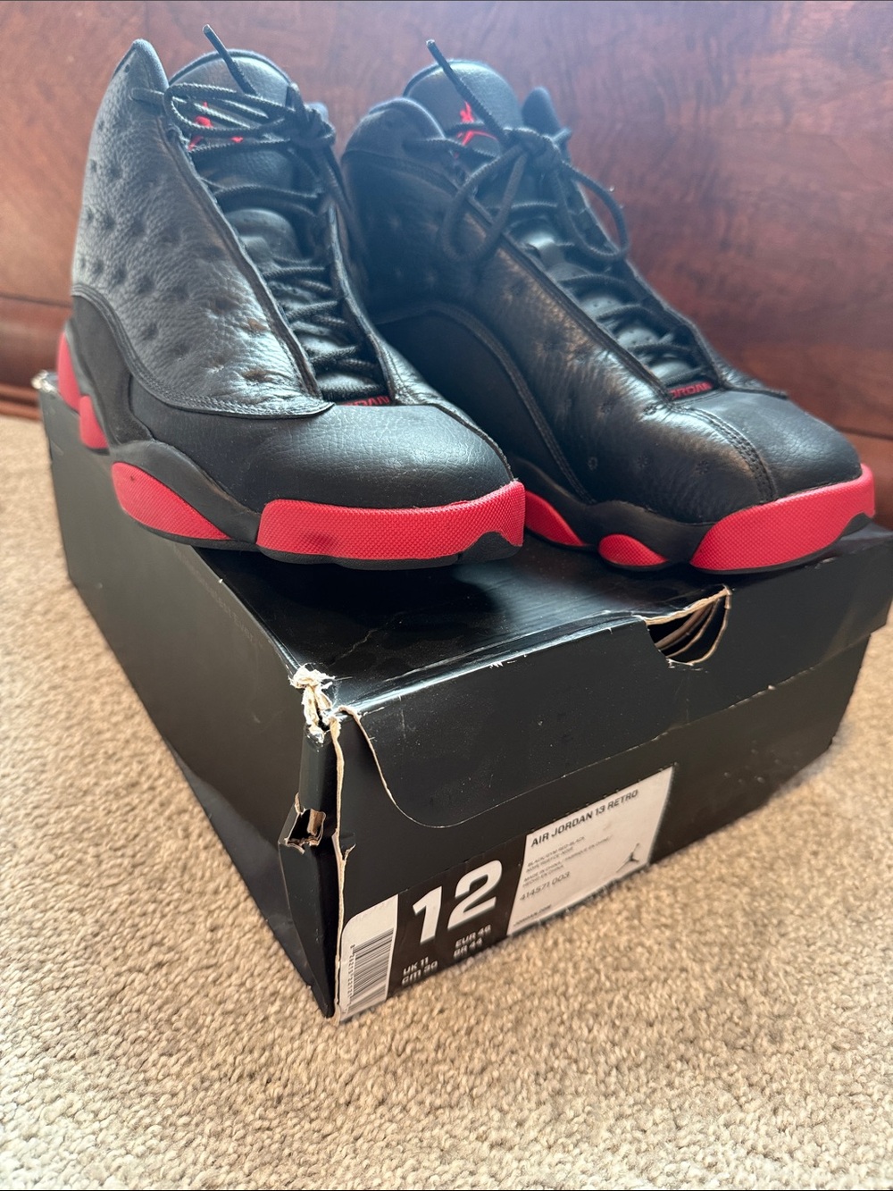 Air Jordan 13 Retro “Dirty Bred” Men's Black and Red Basketball Sneakers